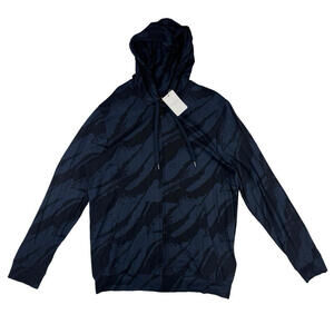 Derek Rose London 8 Micro Modal Hoodie Blue Tiger Print Size M